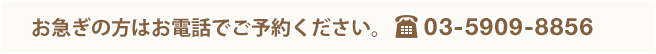 お急ぎの方はお電話でご予約ください。<div id=